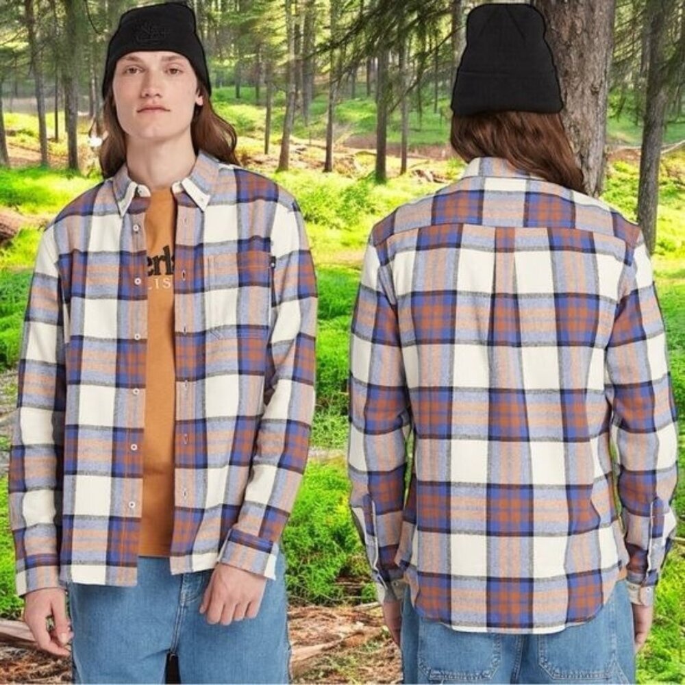 Timberland Purple Orange and‎ Ivory Plaid Flannel Holiday Lumberjack Outdoors S